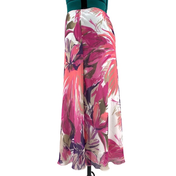 Tribal Pink Floral Patterned Lined Midi Skirt, 12 - Picture 4 of 16